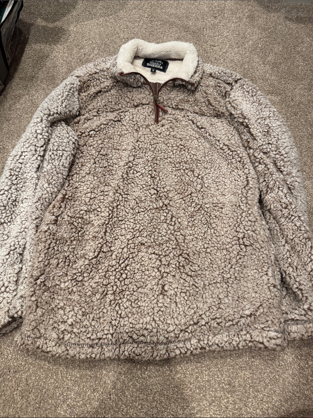 Men's Sherpa Quarter-Zip Pullover Sweater - Light Tan